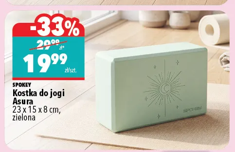 Kostka do jogi Asura 23x15x8 cm zielona Spokey promocja w Biedronka Home