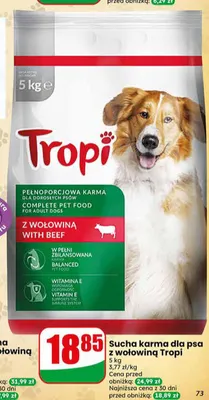Sucha karma dla psa z wołowiną Tropi promocja w Dino