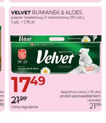 Papier toaletowy 3-warstwowy Velvet Rumianek & Aloes 10-pak promocja w Drogerie Jawa