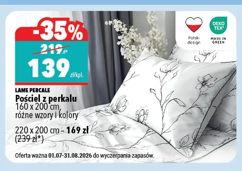 Pościel z perkalu Lame Percale 160x200 cm promocja w Biedronka Home