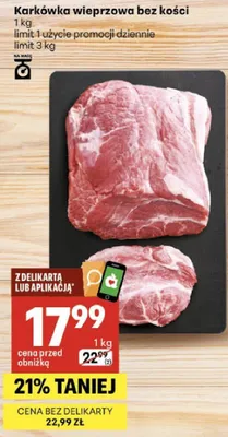 Karkówka wieprzowa bez kości promocja w Delikatesy Centrum