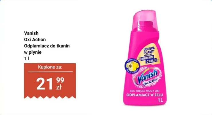Odplamiacz do tkanin w płynie Oxo Action promocja w Biedronka