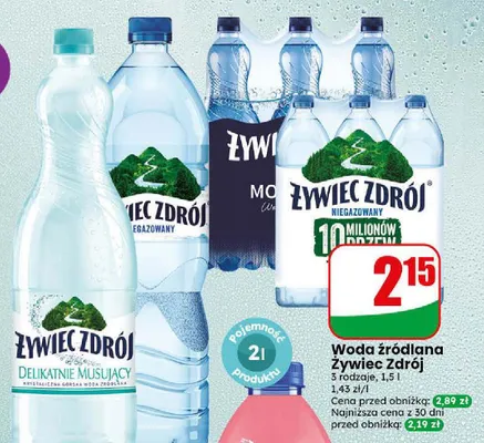 Woda źródlana mocno gazowana Żywiec Zdrój promocja w Dino
