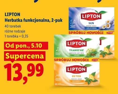 Herbatka funkcjonalna Sen Lipton 2-pak promocja w Lidl