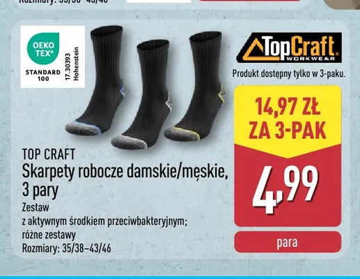 Skarpety robocze męskie 3-pak Top Craft promocja w Aldi