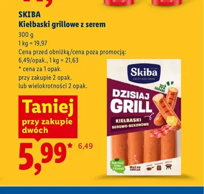 Kiełbaski grillowe z serem Skiba promocja w Lidl