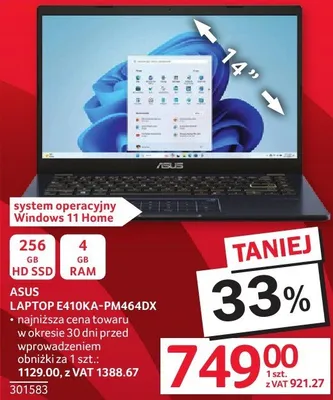 Laptop ASUS E410RA-PM464DX promocja w Selgros