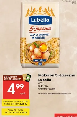 Makaron 5-Jajeczna Lubella promocja w Delikatesy Centrum