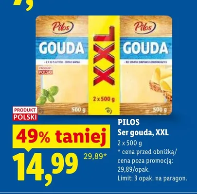 Ser gouda XXL Pilos promocja w Lidl
