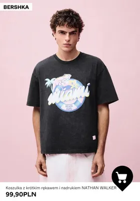 Koszulka z krótkim rękawem i nadrukiem Nathan Walker Bershka promocja w Bershka