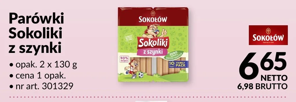 Parówki Sokoliki z szynki promocja w Makro