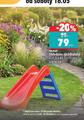 Składana zjeżdżalnia PALPLAY 131,5x48,5x72cm czerwona promocja w Biedronka Home