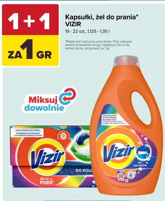 Kapsułki do prania Vizir All-in-1 PODS do kolorów 19-22 szt. promocja w Carrefour