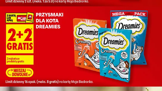 Przysmak dla kota Dreamies Creamy bez dodatku zbóż promocja w Biedronka