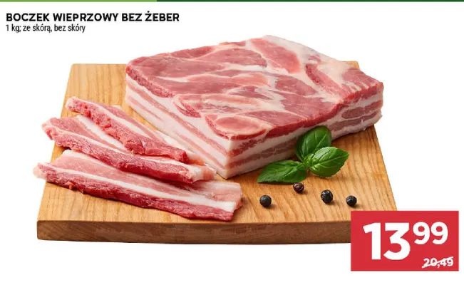 Boczek wieprzowy bez żeber ze skórą promocja w Stokrotka