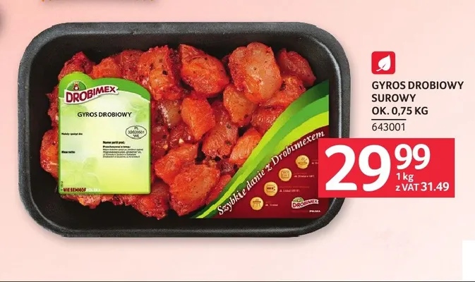 Gyros drobiowy surowy Drobimex promocja w Selgros