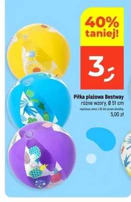Piłka plażowa Bestway różne wzory Ø 51 cm promocja w Dealz