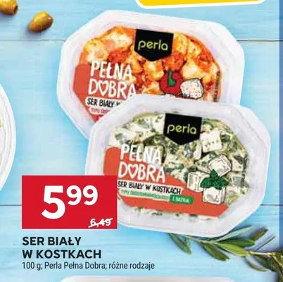 Ser biały w kostkach Perla Pełna Dobra z bazylią promocja w Stokrotka