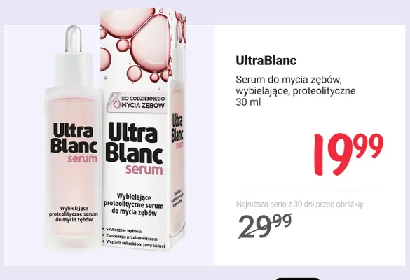 Serum do mycia zębów wybielające proteolityczne UltraBlanc promocja w Rossmann