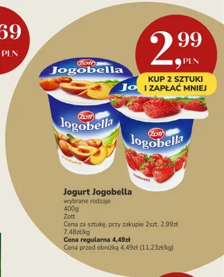 Jogurt Jogobella brzoskwinia Zott promocja w Market Point