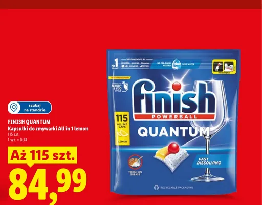 Kapsułki do zmywarki Finish Quantum All in 1 Lemon promocja w Lidl