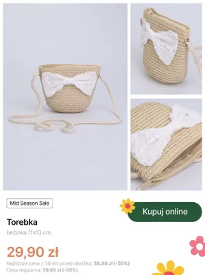 Torebka Coccodrillo beżowa 11x13 cm promocja w Coccodrillo