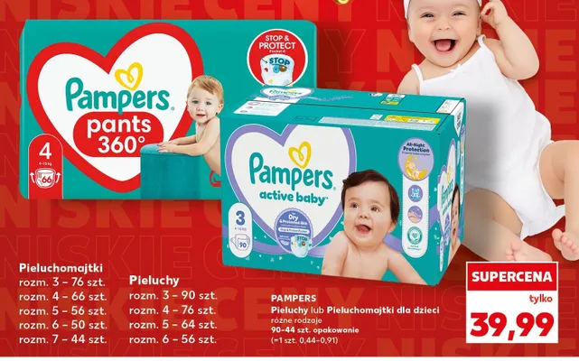 Pieluchy lub pieluchomajątki dla dzieci różne rodzaje 90-44 szt. opakowanie promocja w Kaufland