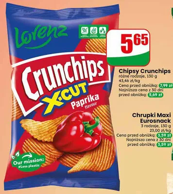 Chipsy Crunchips X-Cut Paprika Lorenz promocja w Dino