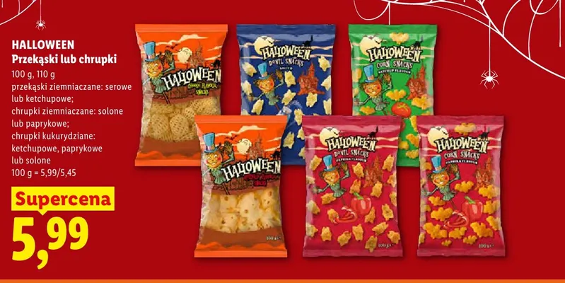 Chrupki kukurydziane paprykowe Halloween promocja w Lidl