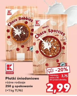 Płatki śniadaniowe różne rodzaje promocja w Kaufland