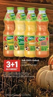 Sok Kubuś banan brzoskwinia 100% promocja w Delikatesy Centrum