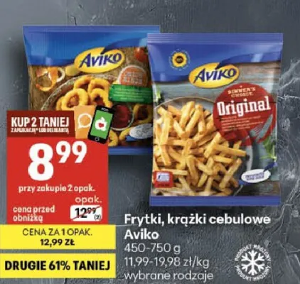 Frytki krążki cebulowe Aviko Original promocja w Delikatesy Centrum