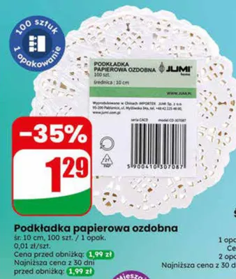 Podkładka papierowa ozdobna 10cm 100szt promocja w Dino