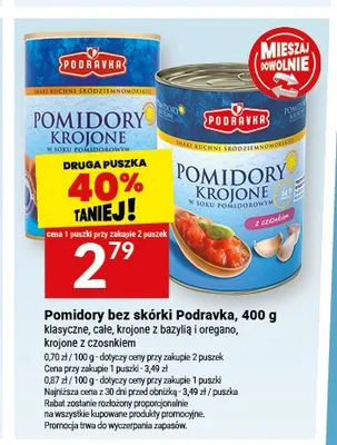 Pomidory bez skórki całe Podravka promocja w Twój Market