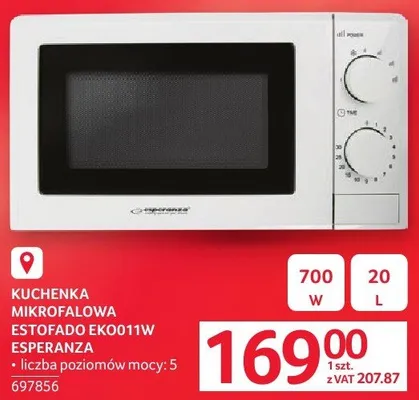 Kuchenka mikrofalowa ESTOFADO EKG011W ESPERANZA promocja w Selgros
