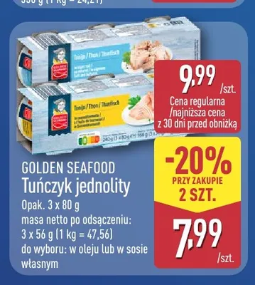 Tuńczyk jednolity w oleju Golden Seafood 3-pak promocja w Aldi