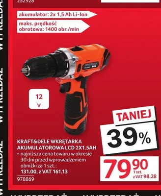Wkrętarka akumulatorowa Kraft&Dele promocja w Selgros
