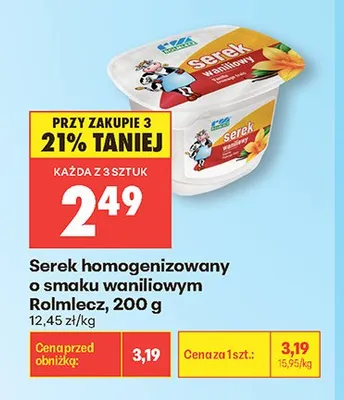 Serek homogenizowany o smaku waniliowym Rolmlecz promocja w Biedronka