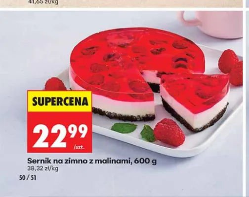 Sernik na zimno z malinami promocja w Biedronka