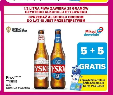 Piwo bezalkoholowe Tyskie Zero promocja w Carrefour Market