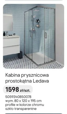Kabina prysznicowa prostokątna Ledava chrom promocja w Castorama