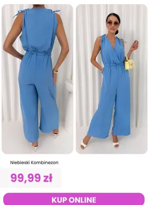 Kombinezon damski niebieski ModnaKiecka.pl promocja w Modna Kiecka