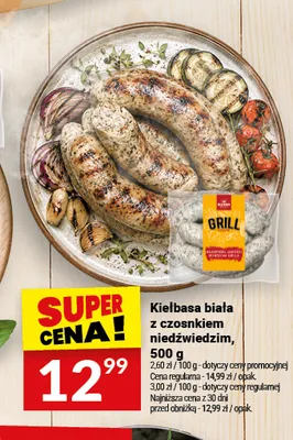 Kiełbasa biała z czosnkiem niedźwiedzim Białecki Wędzarnia promocja w Twój Market