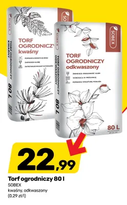 Torf ogrodniczy 80 l odkwaszony Sobex promocja w Bricomarche