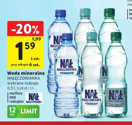 Woda mineralna niegazowana Nałęczowianka promocja w Intermarche