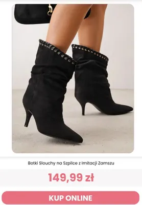 Botki slouchy na szpilce z imitacji zamszu Reneé promocja w Renee
