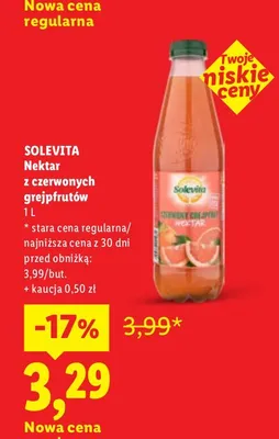 Nektar z czerwonych grejpfrutów Solevita promocja w Lidl