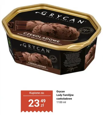 Lody familijne czekoladowe Grycan promocja w Biedronka