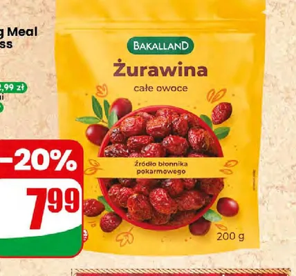 Żurawina całe owoce Bakalland promocja w Dino