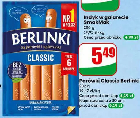 Parówki Classic promocja w Dino